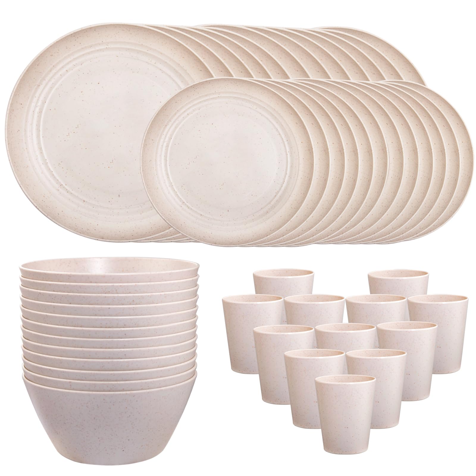 Amazon.com | LIYH 48 Pcs Beige Plastic Wheat Straw Dinnerware Set